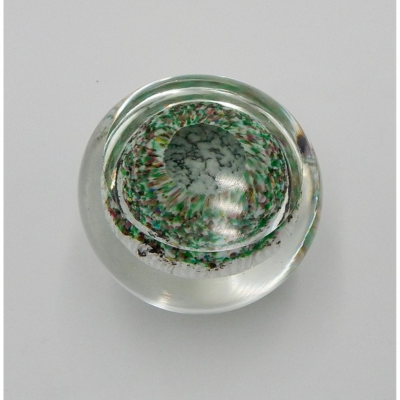 Millefiori Art Glass Paperweight Packed Cane Gold Green White 3 Inch - Picture 5 of 11